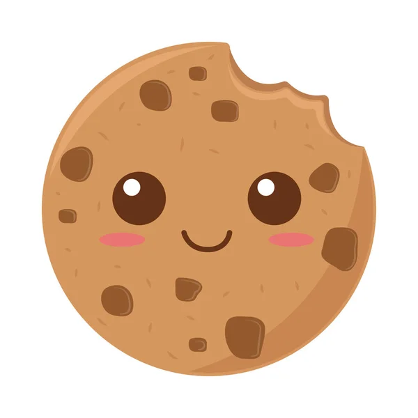 Cookie Kawaii Icône Nourriture Isolé — Image vectorielle