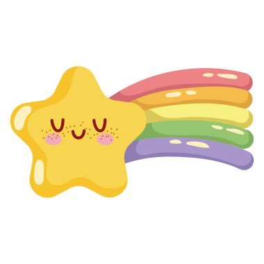 Yıldız kawaii ikonu izole edildi