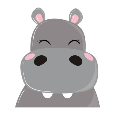 hipopotam yüz çizgi film simgesi izole edildi