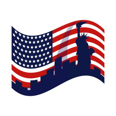 ABD bayrağı NY şehir simgesi izole edildi