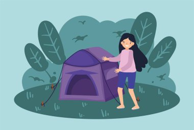 Kamp çadırlı genç kız, tasarım