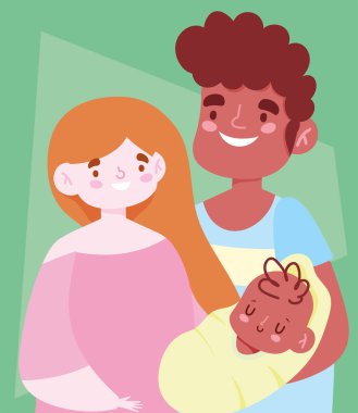 Çift ve bebek, aile imajı.