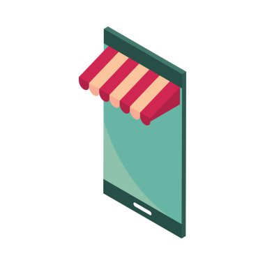 izometrik telefon mağazası simgesi izole edildi