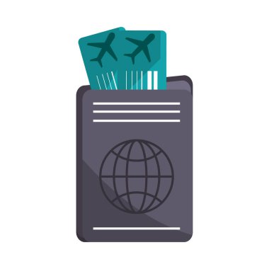 Uçak biletleri ve pasaport simgesi izole edildi