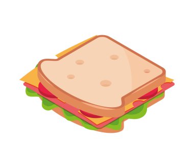 izometrik sandviç simgesi izole edilmiş tasarım