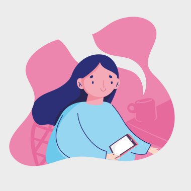 Akıllı telefon vektör biçimli kız