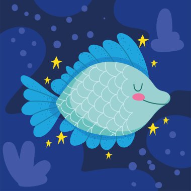 balık deniz yaşamı, vektör tasarımı