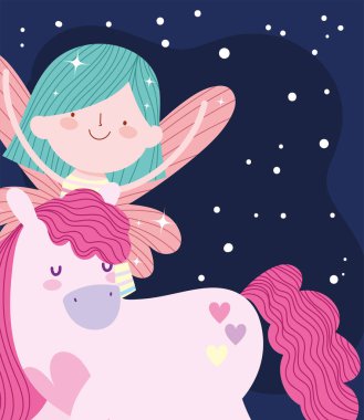 Tatlı peri ve tek boynuzlu at çizgi filmi