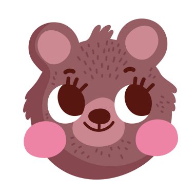 little bear head animal icon isolated