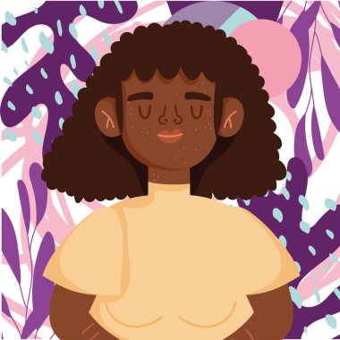 afro woman with freckles on face