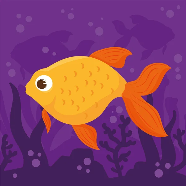 Goldfish Sea Cartoon Vector Design — Vettoriale Stock
