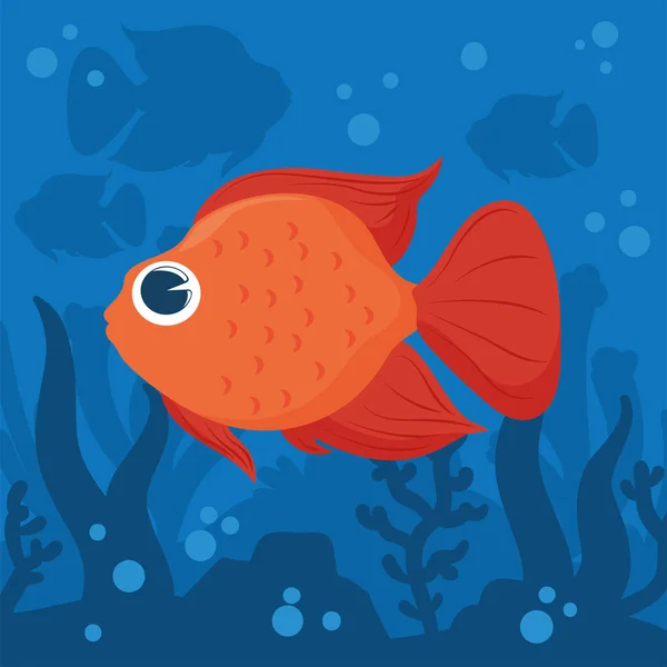 Goldfish Reef Underwater Vector Design — Stock vektor