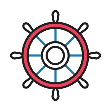 steering wheel nautical icon white background