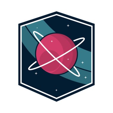planet space badge icon white background