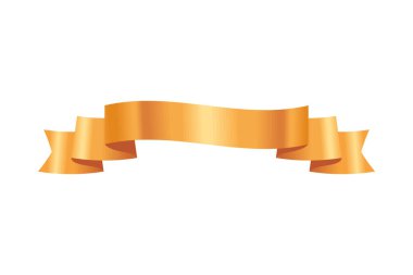 golden ribbon decoration icon white background