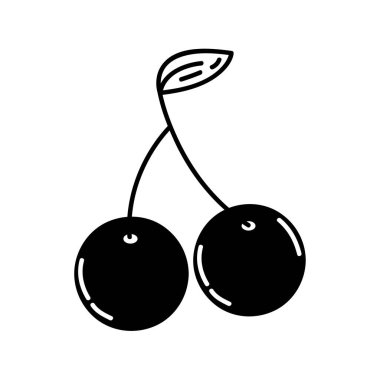 cherry food doodle icon isolated