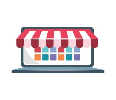 online shopping laptop icon isolated