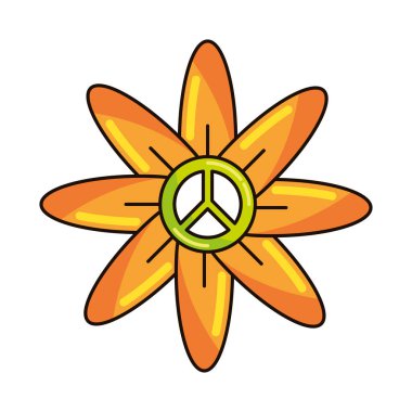 flower peace retro and nostalgic icon isolated