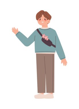 man with flowers season spring icon isolated