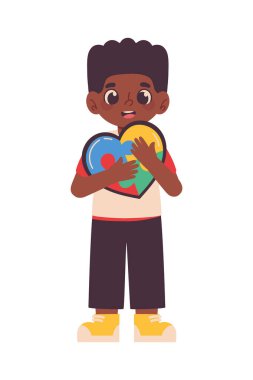 boy with heart puzzles, autism day