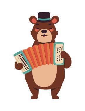 bear with accordion icon isolated design
