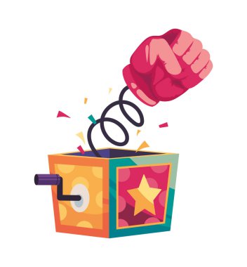 glove in box fools day icon isolated