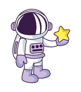 astronaut holds star icon isolated