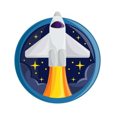 spaceship space badge icon isolated