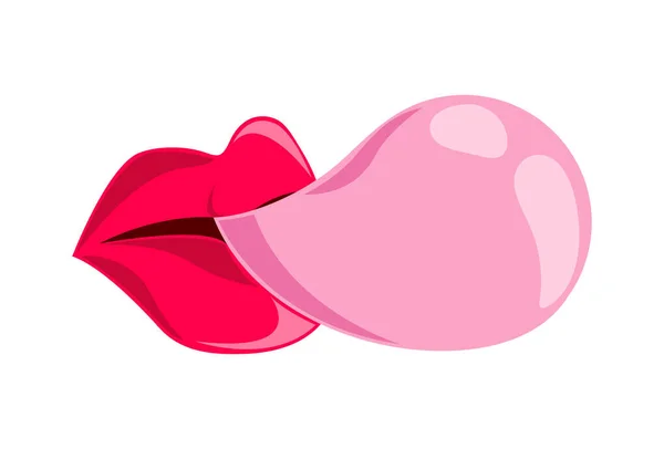 Mouth Bubble Gum Retro Icon Isolated — Archivo Imágenes Vectoriales