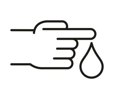 hand with blood drop line icon isolated