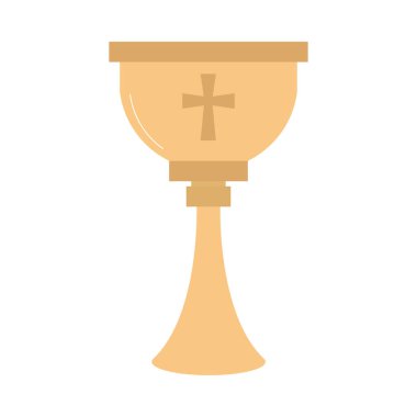 golden chalice with cross icon isolated