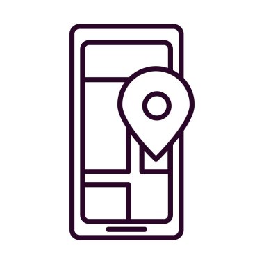 smartphone travel navigation line icon isolated