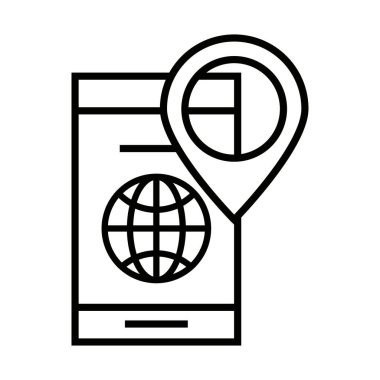 smartphone gps navigation line icon isolated