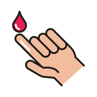 blood drop finger icon isolated