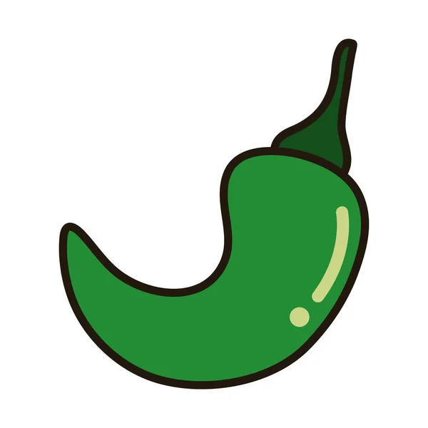 Zelené Chilli Čerstvé Ikony Izolované — Stockový vektor