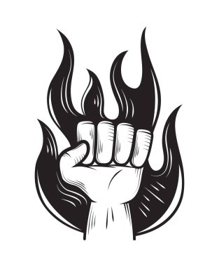 strong hand in flame colorless gym icon isolated