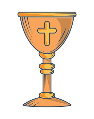 chalice with cross icon isolated