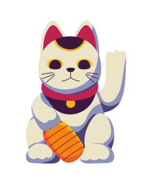 japanese maneki neko icon isolated