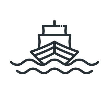 Denizdeki gemi izole edilmiş simge tasarımı