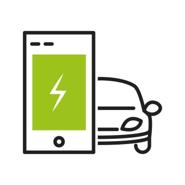 dijital uygulama elektrikli araba yeşil simgesi izole