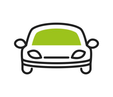 elektrikli otomobil çizgisi simgesi yeşil izole