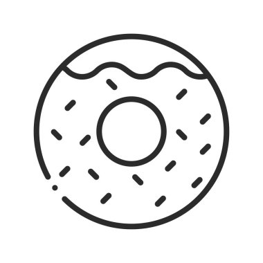 Donut tatlı yemek hattı izole edilmiş ikon