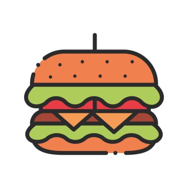 Hamburger fast food izole edilmiş simgesi