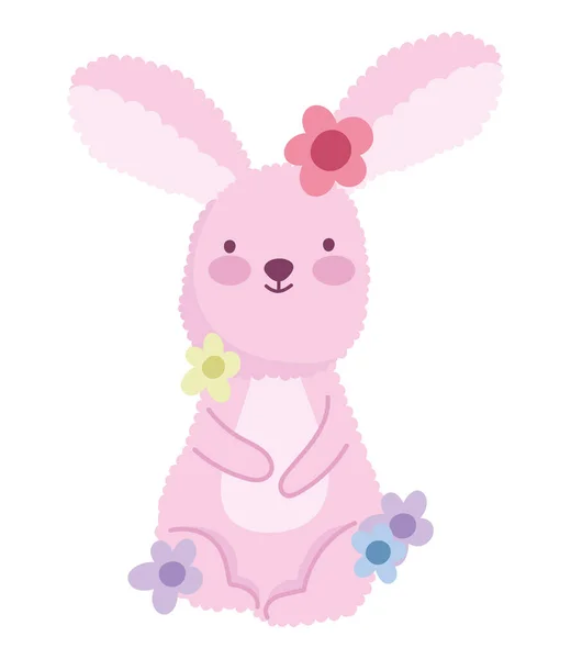 Easter Rabbit Flowers Isolated Icon — Stock Vector