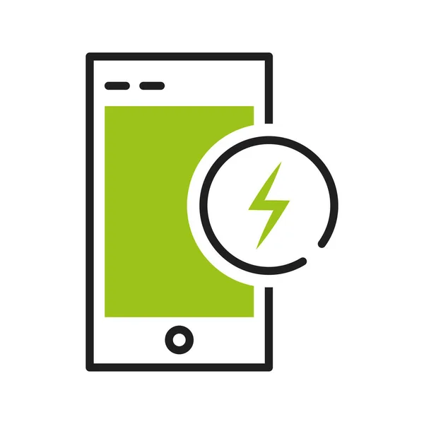 Smartphone Grön Energi Ikon Isolerad — Stock vektor