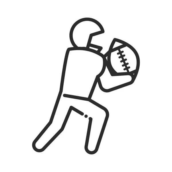 Гравець Ячем Американська Футбольна Лінія Ізольована Іконка — стоковий вектор