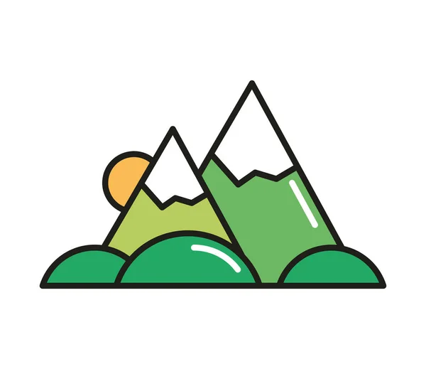 Montañas Paisaje Aislado Icono Diseño — Vector de stock
