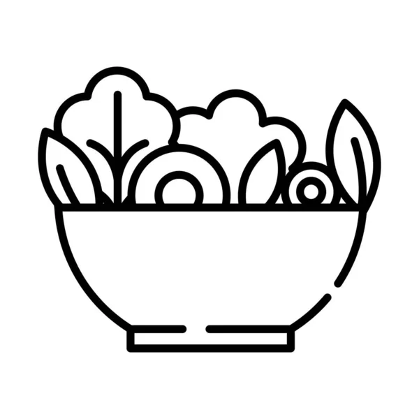 野菜サラダフードラインアイコン分離 — ストックベクタ