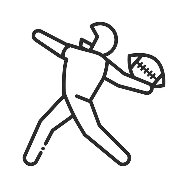 Player American Football Line Isolated Icon — Stock Vector