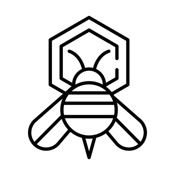 Ikon Baris Lebah Dan Sarang Terisolasi - Stok Vektor